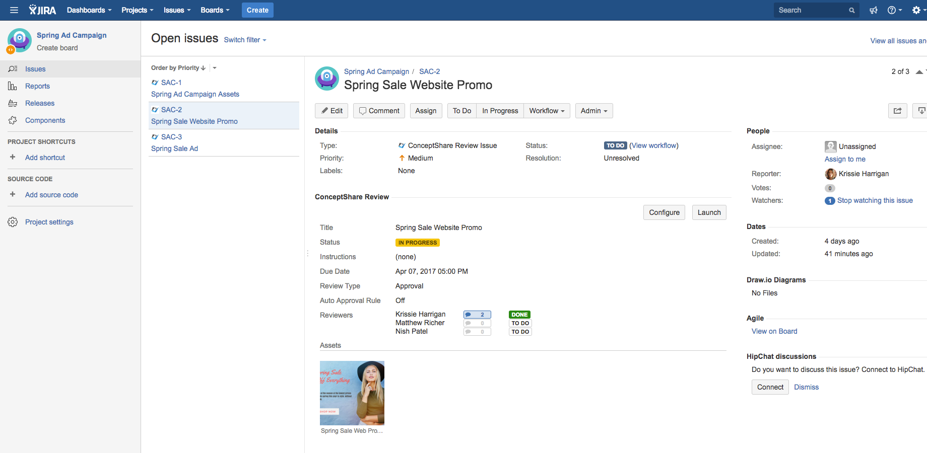Real time status updates of assets & approvals