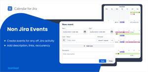 Add non Jira events to your calendar. Use it for meetings, reviews or any off Jira activity with descriptions, links and recurring rules.