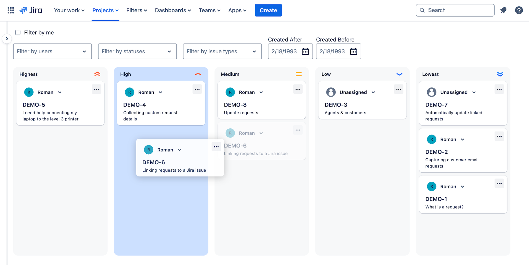 The drag-and-drop feature allows you to quickly rearrange Jira tickets for better prioritization, ensuring your team stays focused on what matters most.