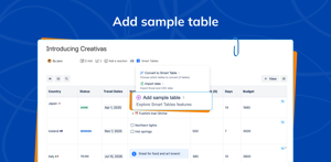 Add a Smart Table sapmle to easily get started