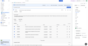 Expanded story editor with generated description, priority, story points, subtasks, and acceptance criteria so teams can review and adjust inline details before publishing