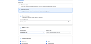 Copy a branch of pages under a page of an existing space.