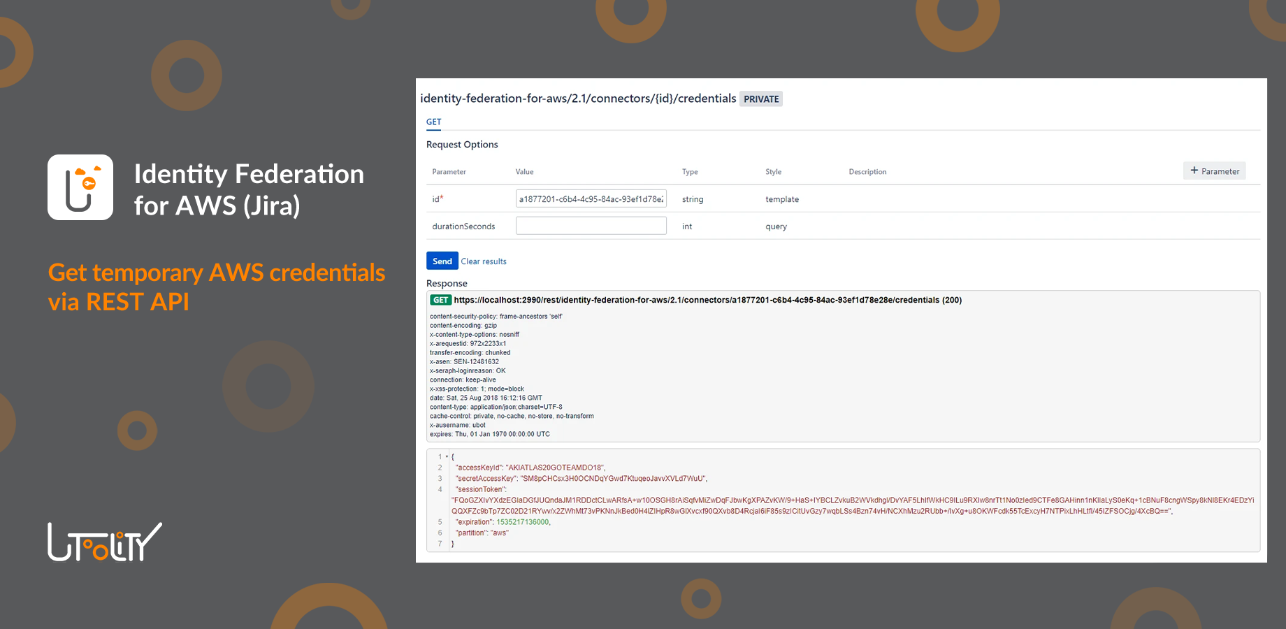 Explore the REST API via the Atlassian REST API browser - this is an example showing a temporary credential request and response.