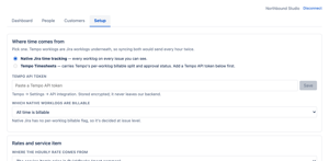 Choose where the hourly rate comes from, which worklogs count as billable, how often time is pushed, and the date to start syncing from so a first install never back-fills years of history.