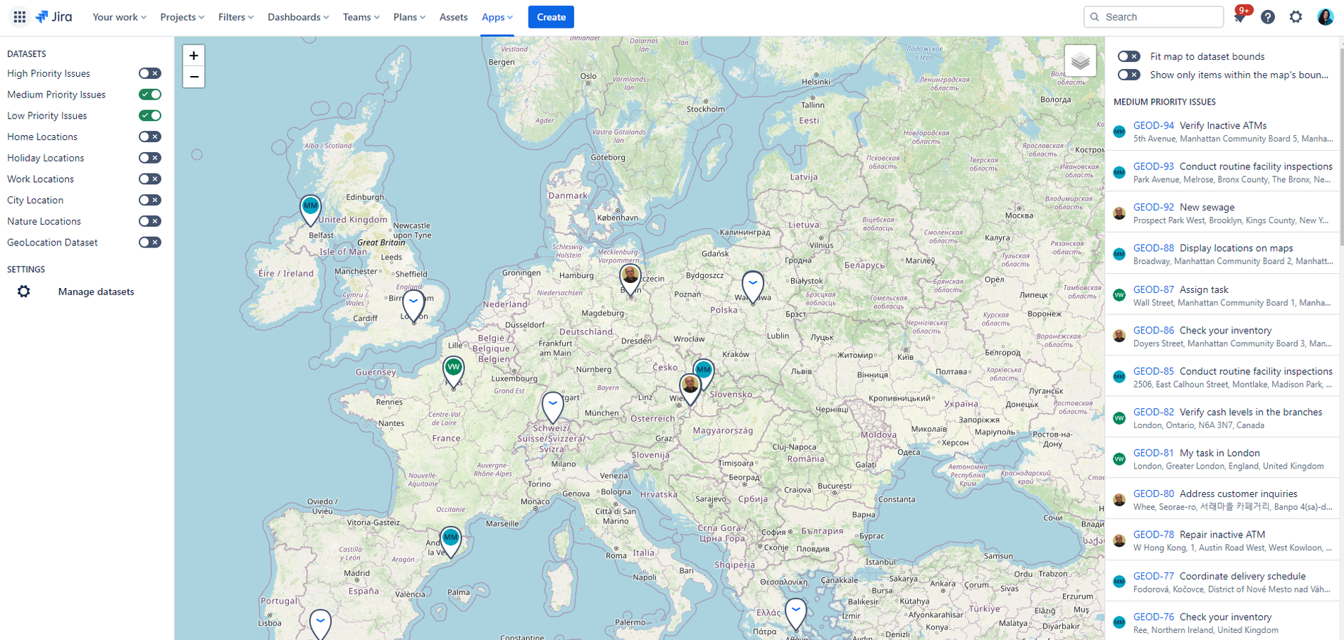 Datasets: Group locations and specify which issues are included in a dataset.