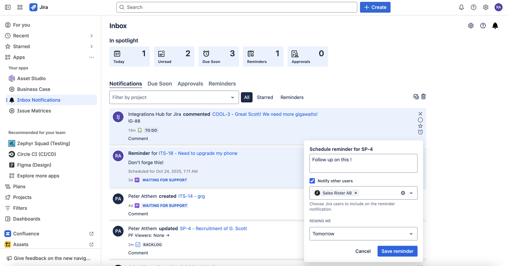 Notifications and reminders