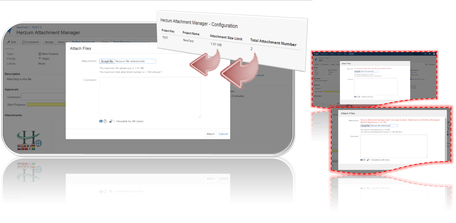 Messages advising the user of the configured limits