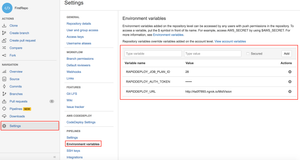 Bitbucket Environment Variables to run RapidDeploy job plan