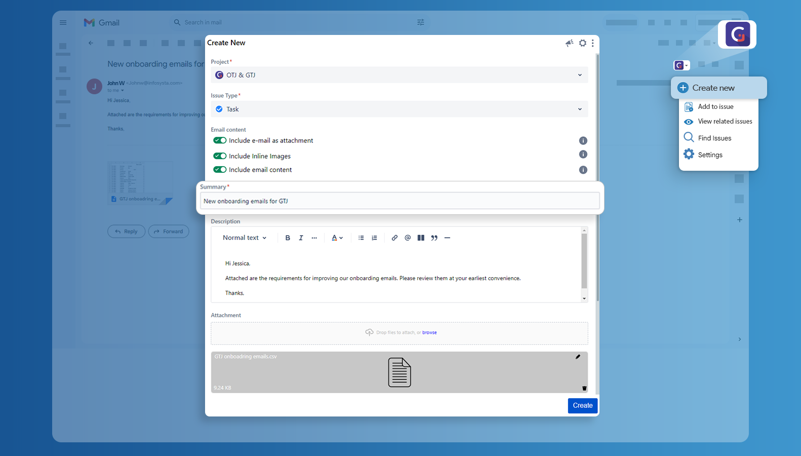 Create Jira Issues from anywhere