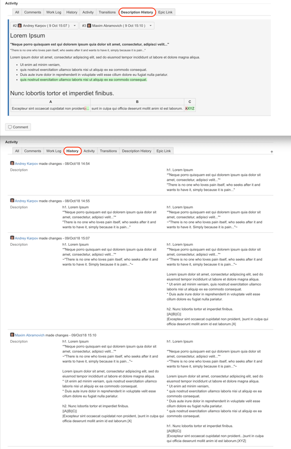 Comparing version 2 and version 3 diff with the regular History tab view