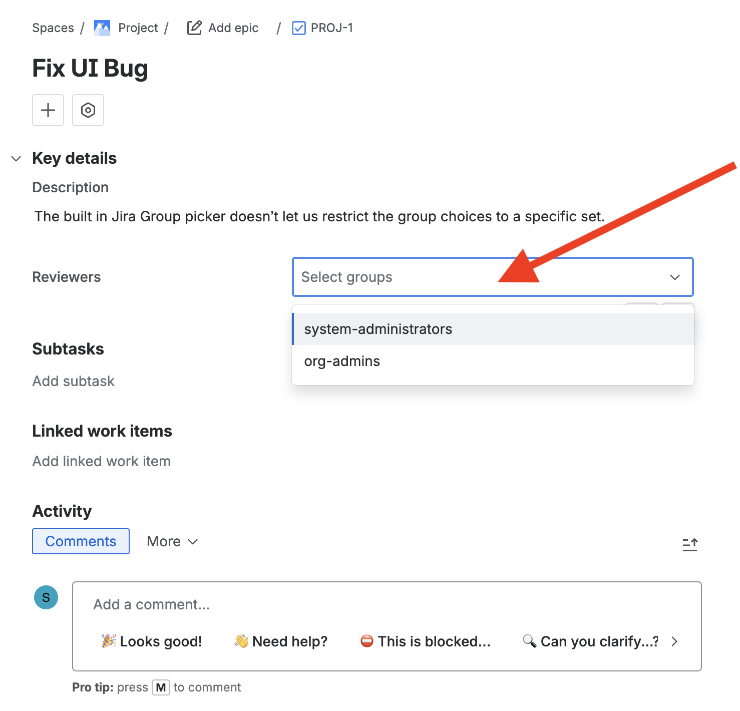 Users can only select your specific groups