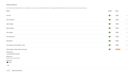 Turn tools on or off per space