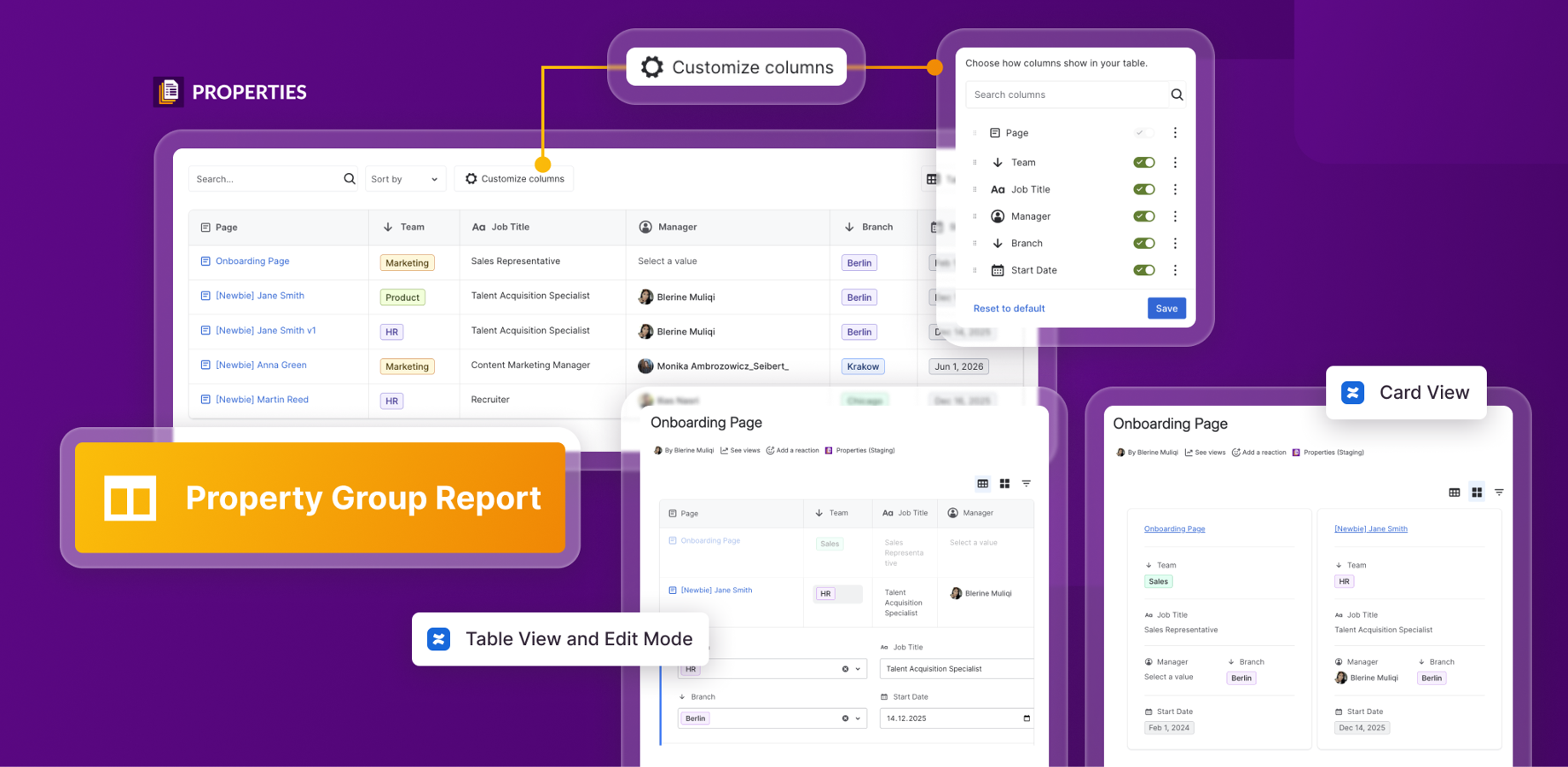 You can view a report in multiple ways, by configuring the main data fields. Within a view, you can add filters, use sorting and categorize your content.​