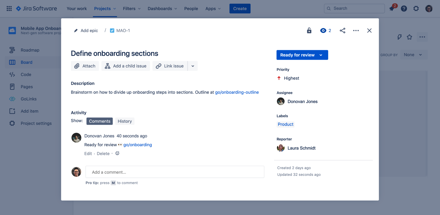 Clickable go links in descriptions and comments