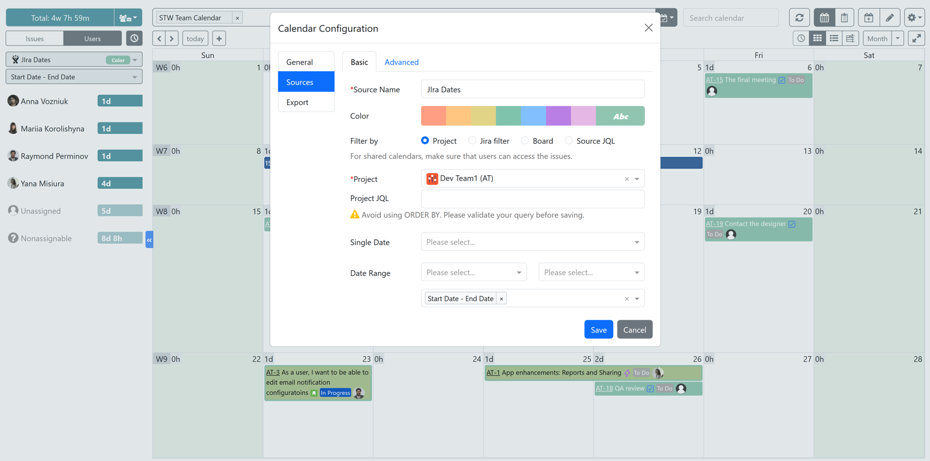 Jira events and custom events combined