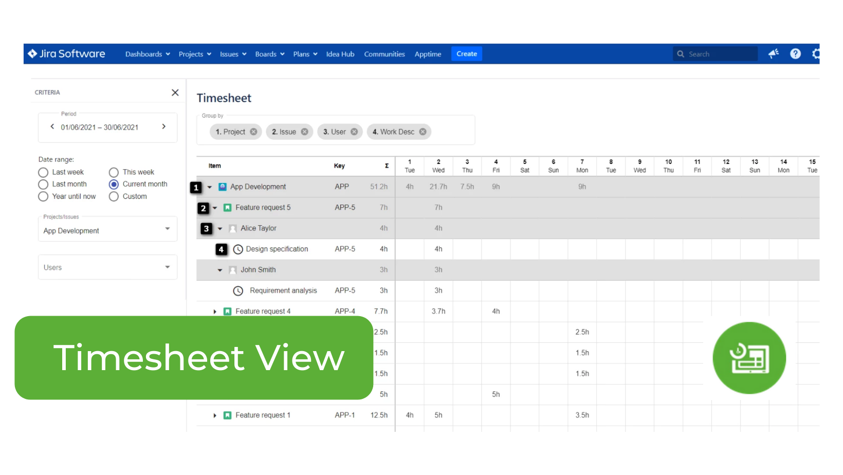 Intuitive Timesheet View
