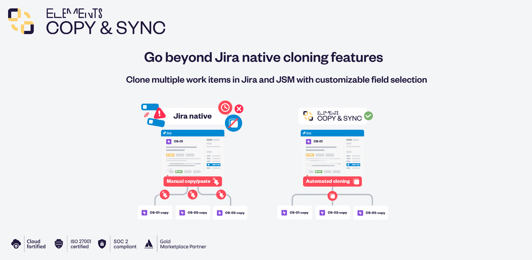 Go beyond Jira native cloning features: Clone multiple work items in Jira and JSM with customizable field selection