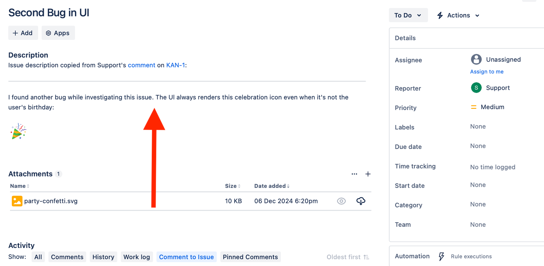 Create new issues based on the chosen comment