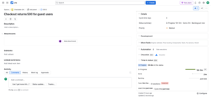 The Statusdesk panel on a Jira issue: per-status durations, repeat counts and a reopened flag.