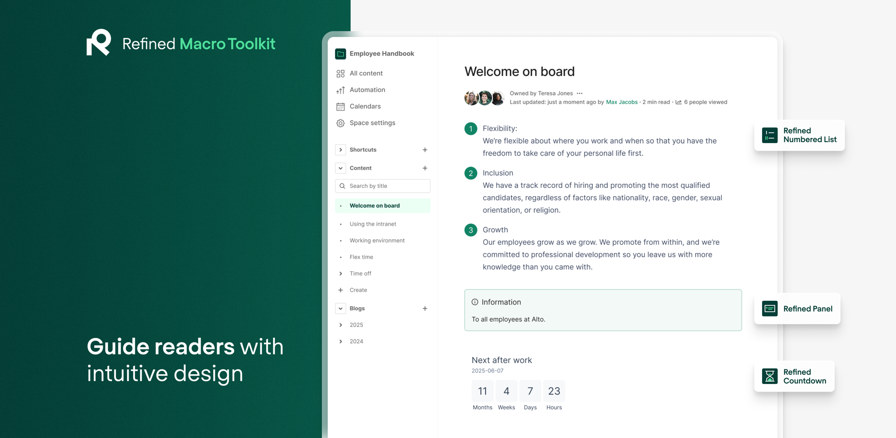 Improve readability and usability on any Confluence page with macros.