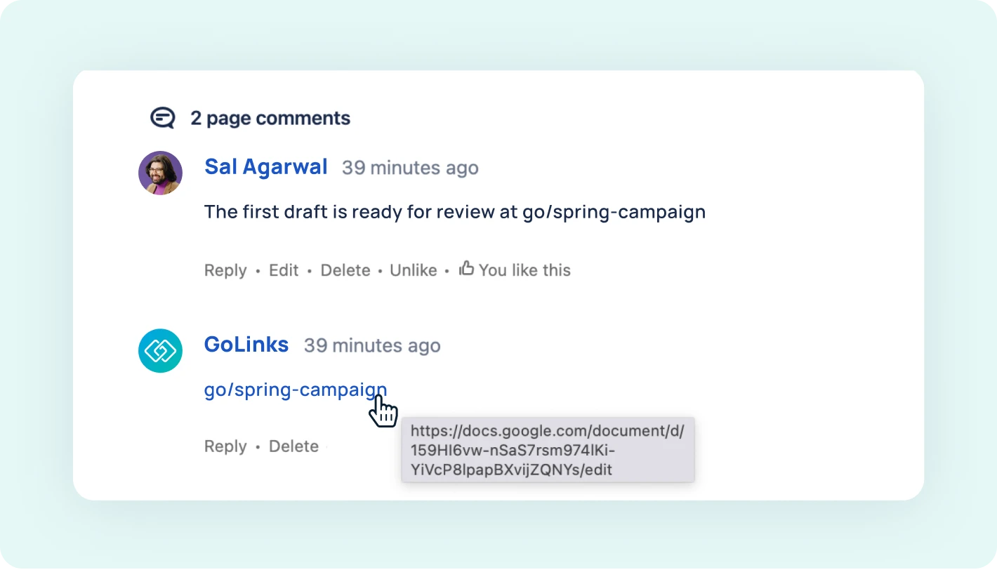 Get clickable go links in comments