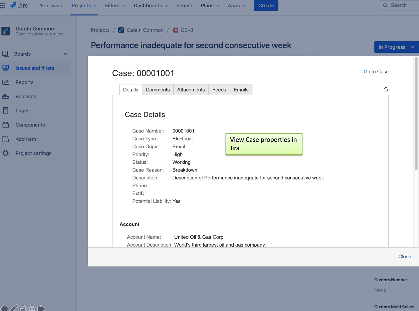 Accessing Case information in Jira