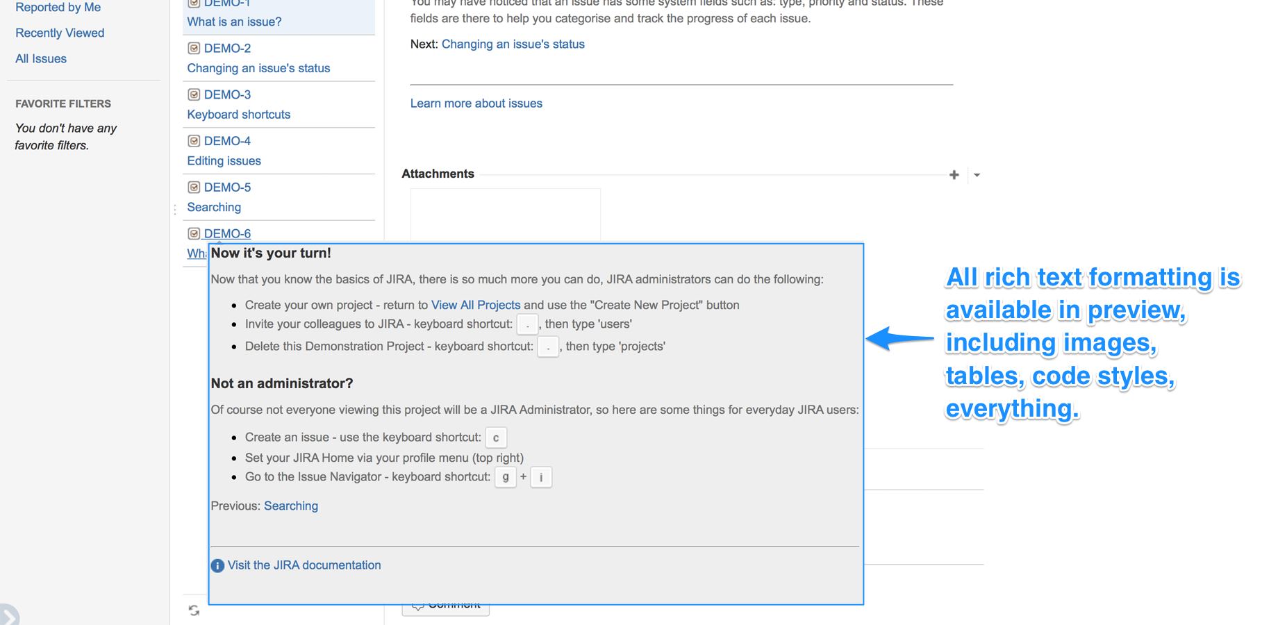 Preview Issue Descriptions in the Navigator