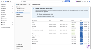 Data Studio (Looker Studio) Connector for Jira allows to export data from leading marketplace apps. To do this, you need to configure tokens in the relevant tab.