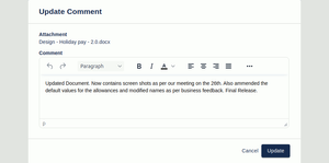 Add/Update a comment belonging to an attachment