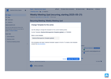 Change template for an existing meeting series