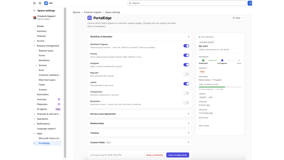 Project settings → PortalEdge. Switch a field on or off and the live preview redraws the customer's view. Each project is configured on its own