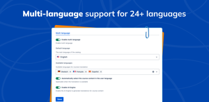Multi-language support for up to 24 languages and translate with the help of AI