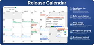 View release dates on a color coded calendar, drag to reschedule, and group by component.