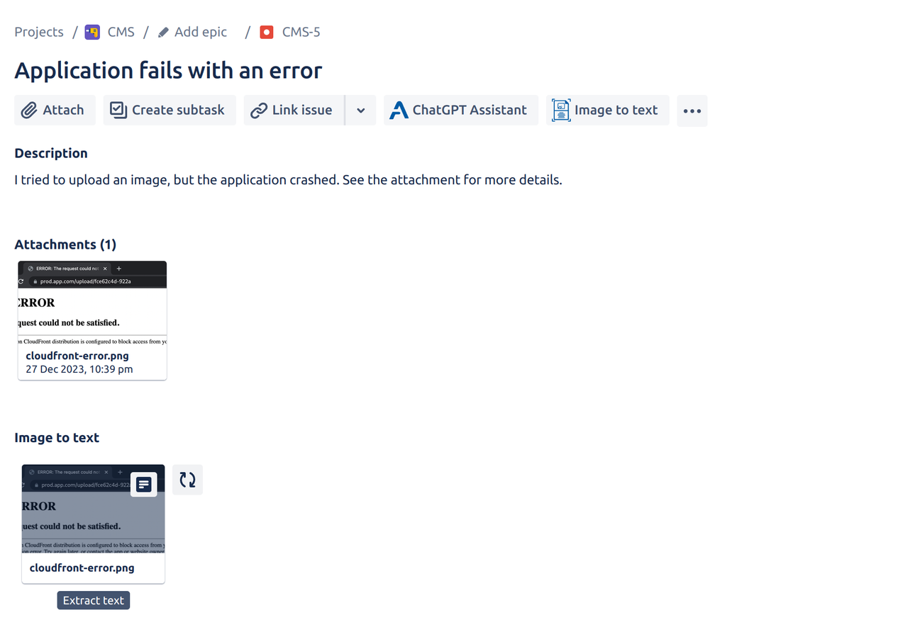 Get text from images in two clicks
