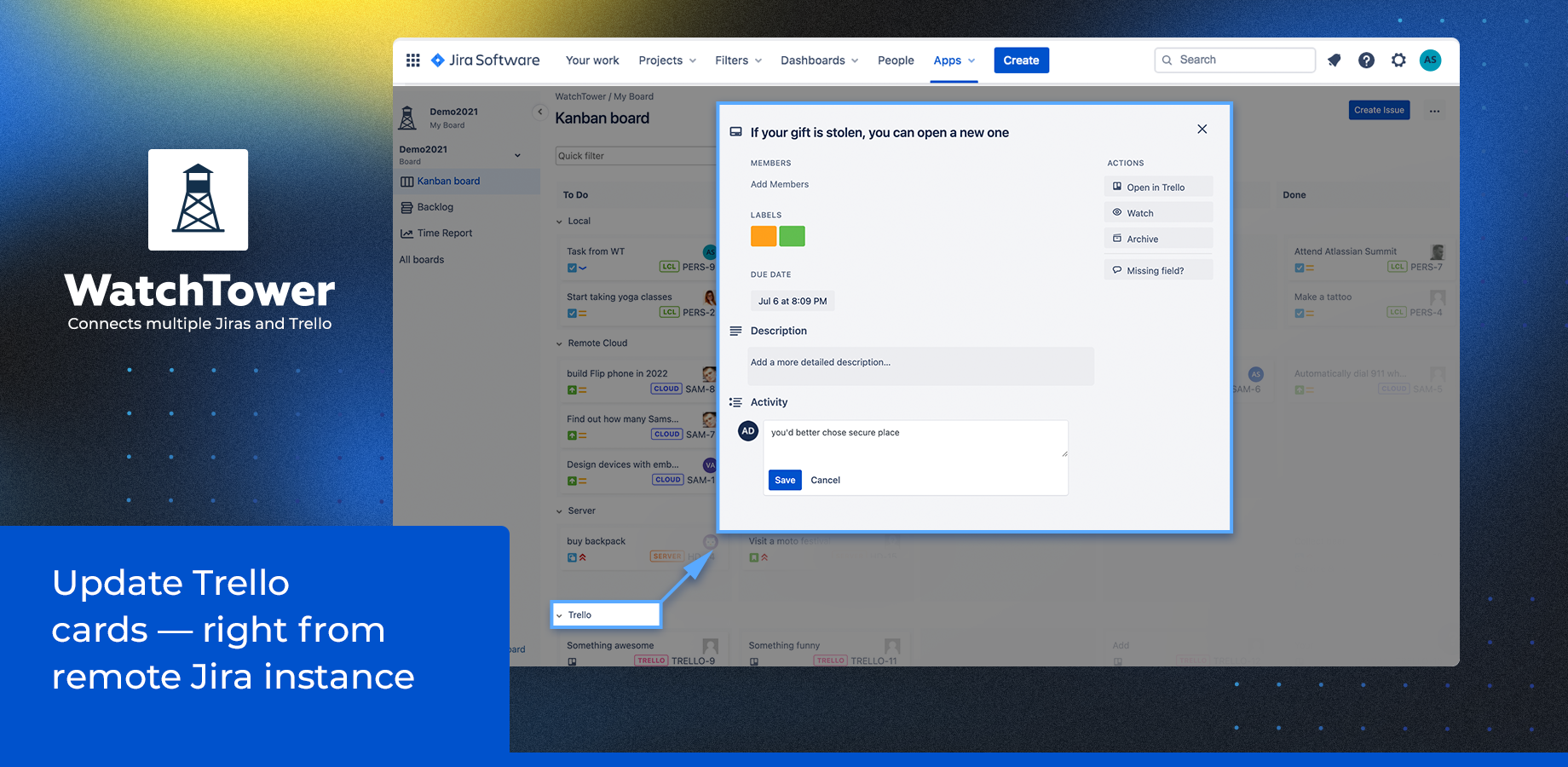 Easy to configure and adjust. Predictive suggestions and notifications. No storage of sensitive information. Splitting to swimlanes by Jira sources