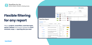 Filter reports by projects, saved filters, work item types, sprints, releases, and more.