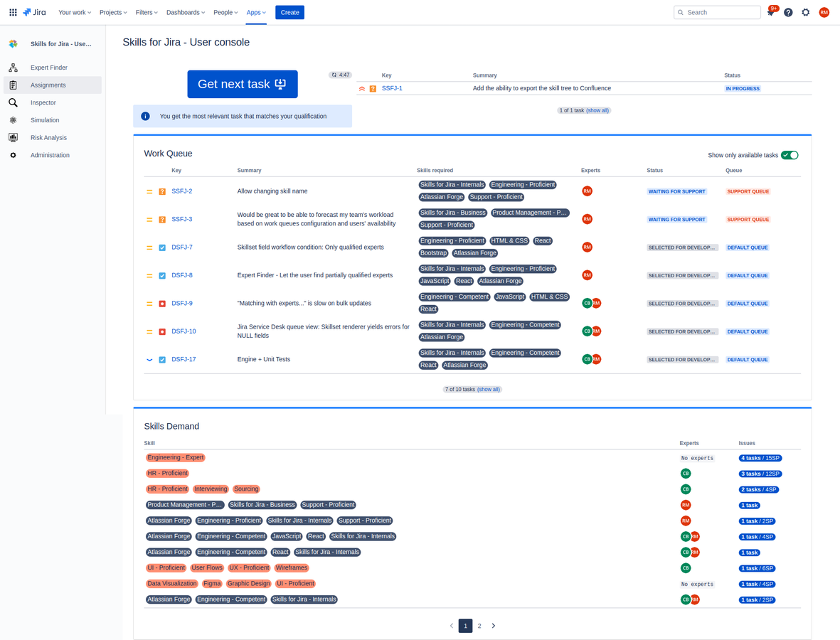 Self service Assignments help you replace your work distribution process with a single button, eliminating overhead and subjectivity and making sure team is never idle and is always focused on the most important work.