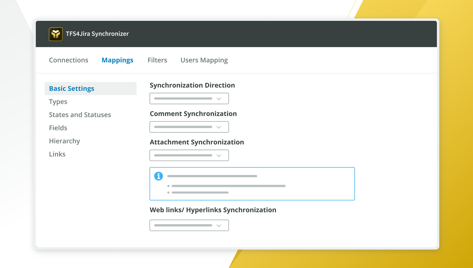 Create individual sync profiles, which can be configured for migration or synchronization.