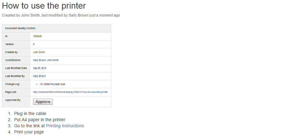 An example of how the macro looks when used on a page
