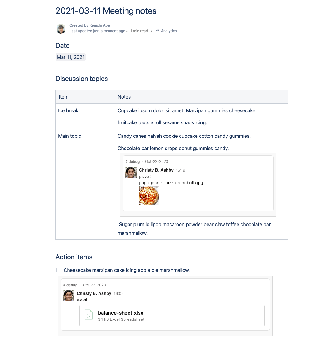 Just paste the link of the Slack message on your Confluence page!