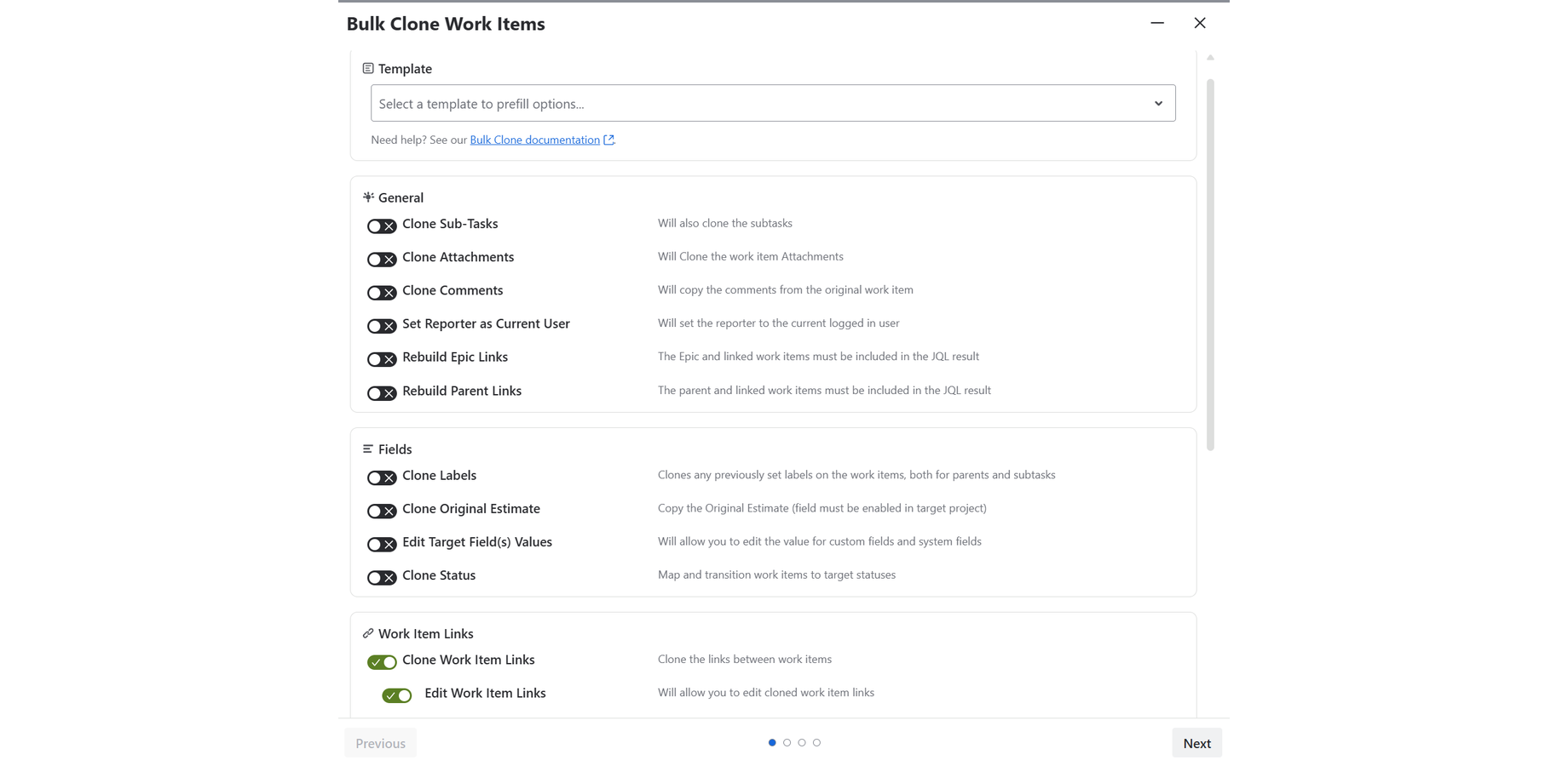 Once you have set the options, choose "Next" to move to the next step in your Bulk Cloning process