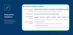 Restrict the selectable issues with a JQL filter and select the issue link type that will be set. Also you can customize the preview and ignore user permissions.