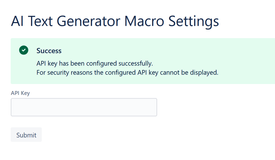 Settings page when an API key is configured