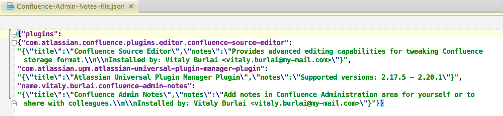 Example JSON config file