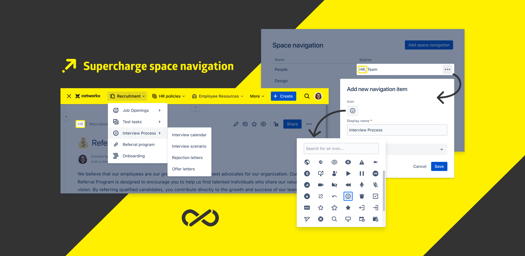 Tailor context specific space navigation menus