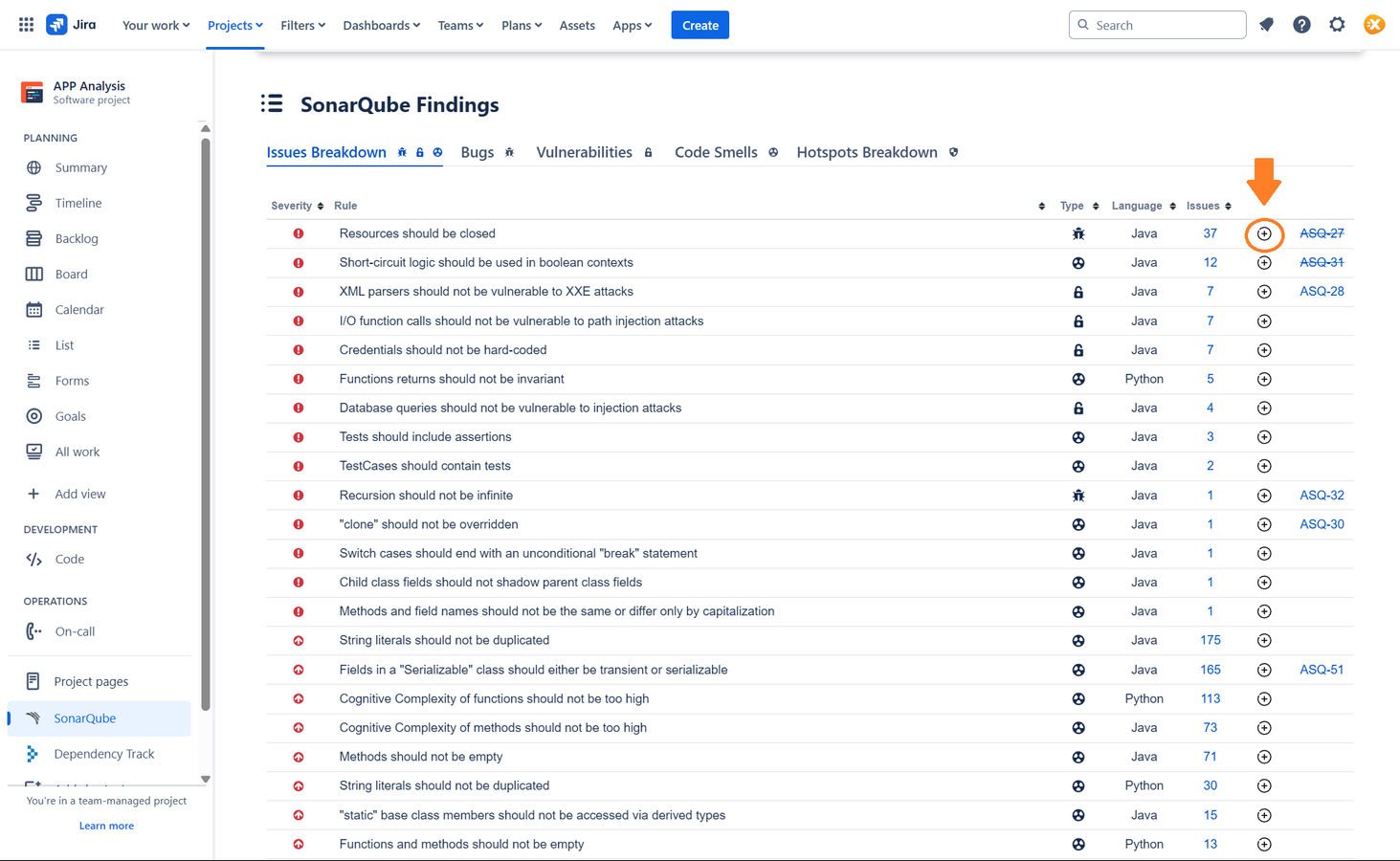 Create Jira issues
