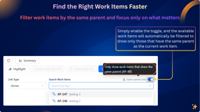Filter work items by the same parent
