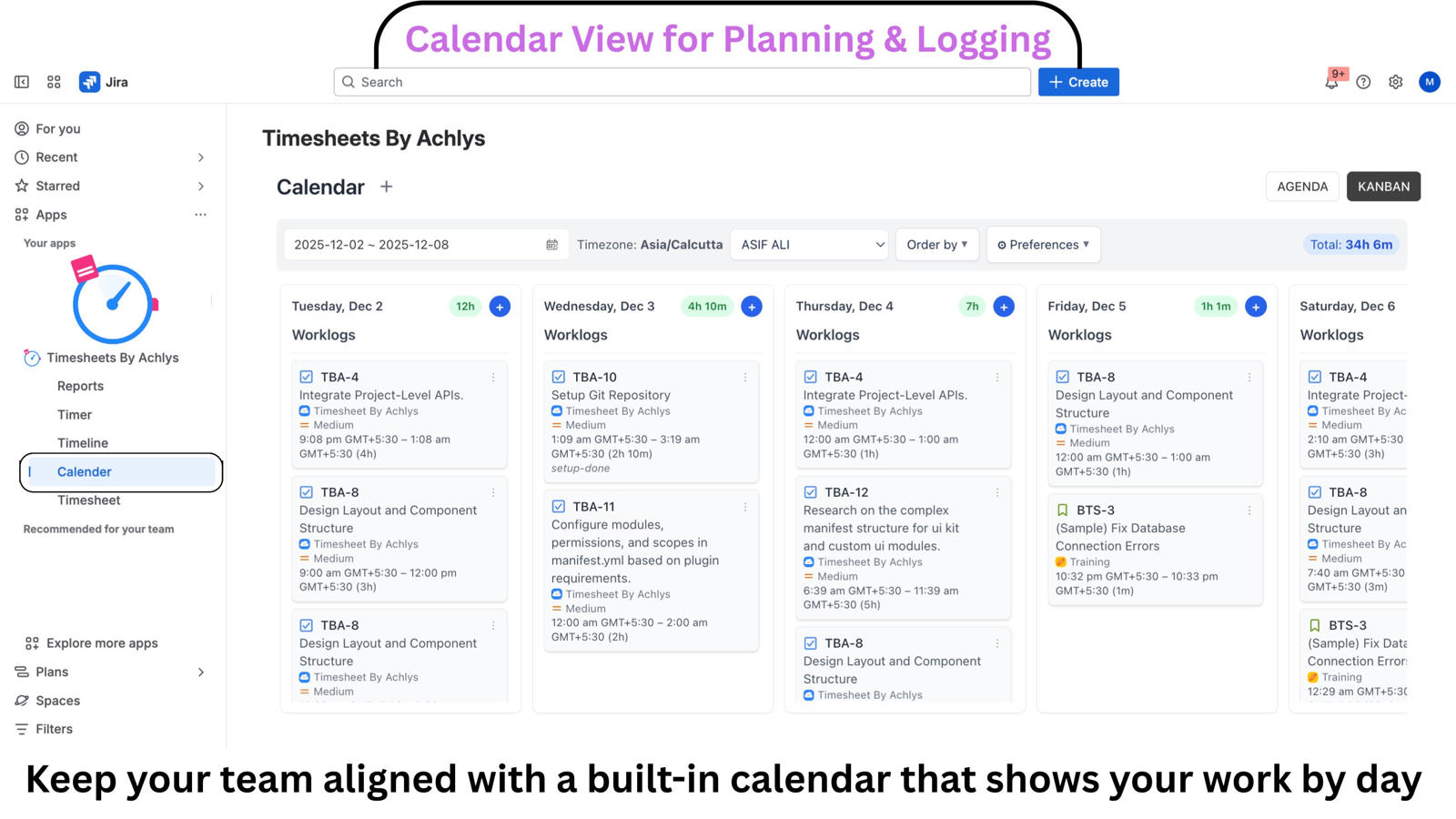 Calendar View for Planning & Logging