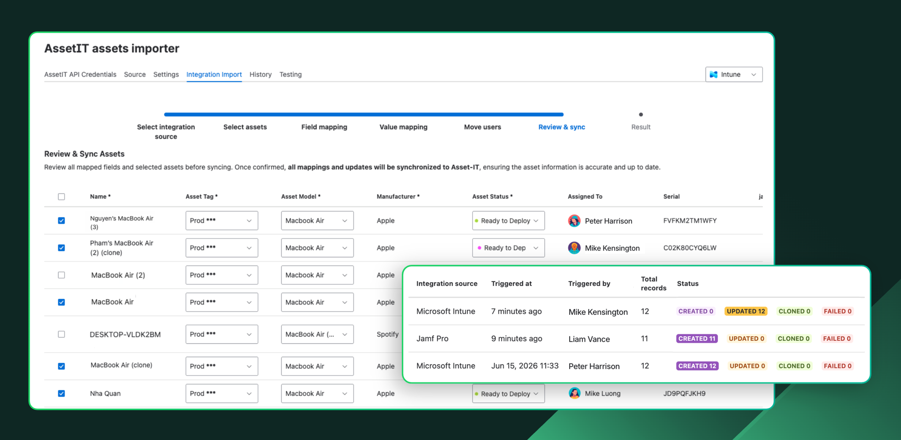 Review and Track Import Results from endpoint management platforms to AssetIT