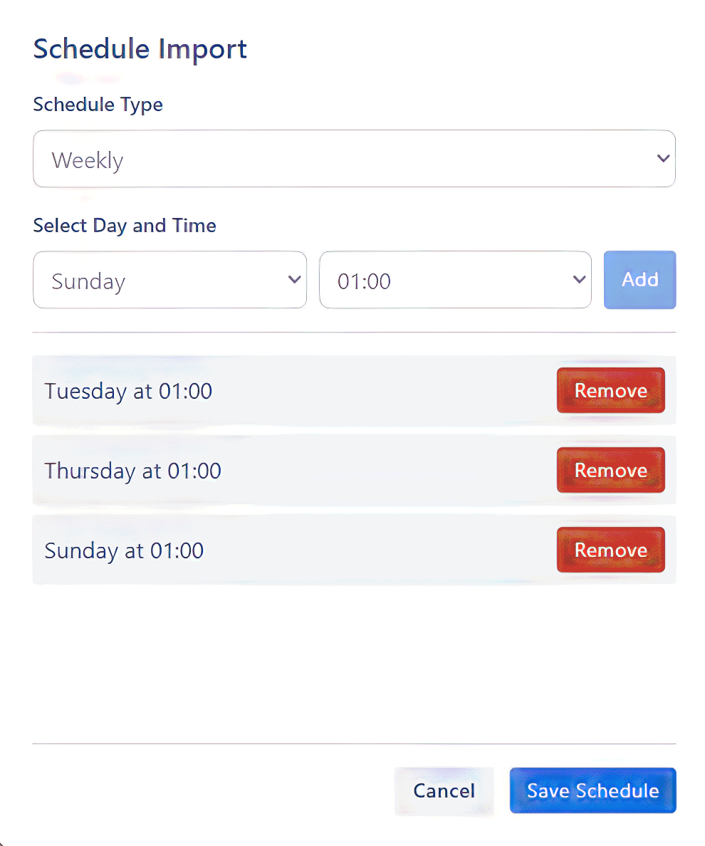 Keep your data up to date effortlessly with scheduled imports